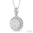 1 3 Ctw Round Cut Diamond Lovebright Pendant in 14K White Gold with Chain Online Hot Sale