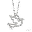 1 10 ctw Petite Dove Round Cut Diamond Fashion Pendant With Chain in 10K White Gold Discount