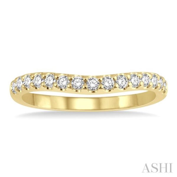 1 3 Ctw Arched Center Round Cut Diamond Wedding Band in 14K Yellow Gold on Sale