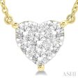 1 2 Ctw Lovebright Diamond Heart Necklace in 14K Yellow and White Gold Cheap