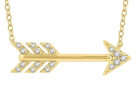 1 10 Ctw Arrow Petite Round Cut Diamond Fashion Pendant With Chain in 10K Yellow Gold For Discount