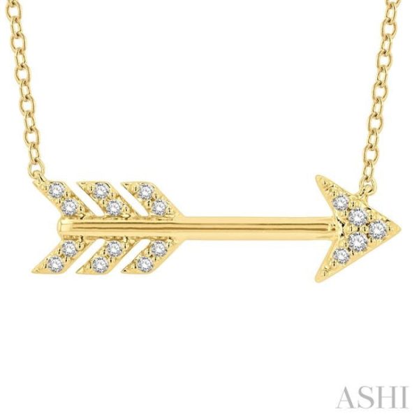 1 10 Ctw Arrow Petite Round Cut Diamond Fashion Pendant With Chain in 10K Yellow Gold For Discount