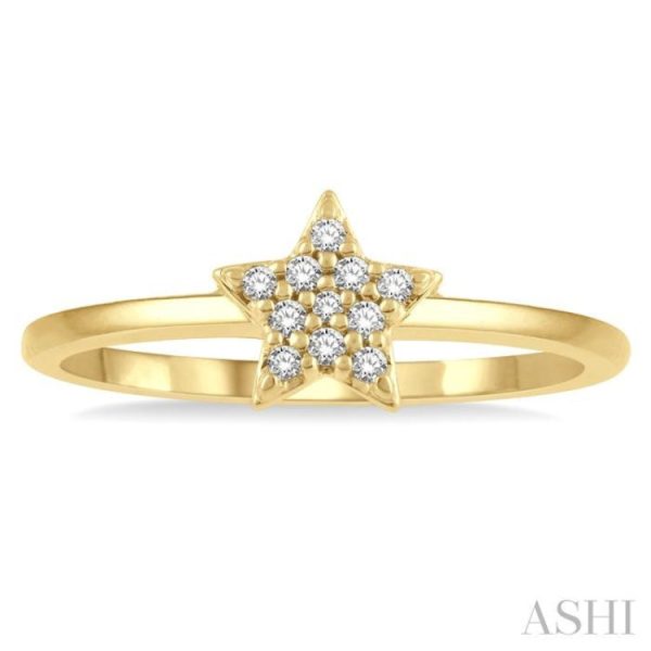 1 10 Ctw Star Round Cut Diamond Petite Fashion Ring in 14K Yellow Gold Online Sale