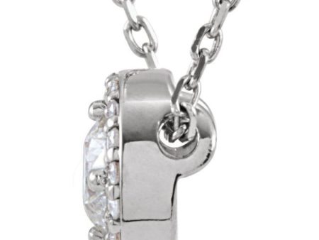 14K White 1 2 CTW Lab-Grown Diamond Halo-Style 16  Necklace Online Hot Sale