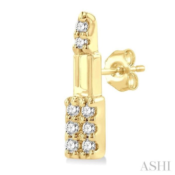 1 20 ctw Petite Lipstick Round Cut Diamond Fashion Stud Earring in 10K Yellow Gold Sale