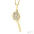 1 10 ctw Petite Tennis Racket Round Cut Diamond Fashion Pendant With Chain in 10K Yellow Gold For Discount