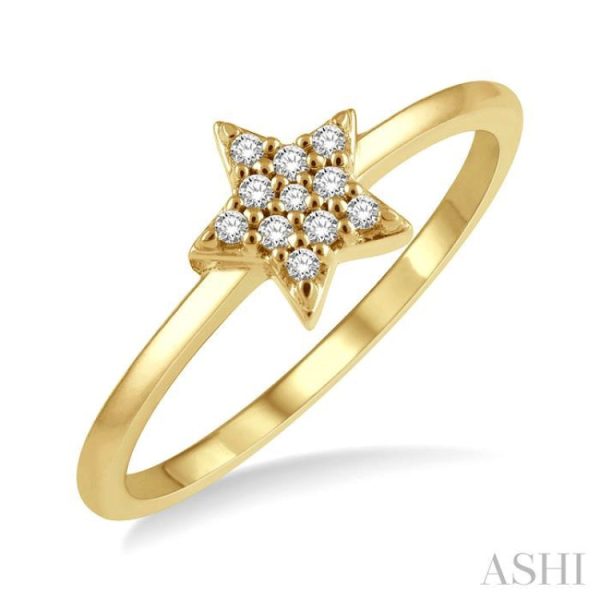 1 10 Ctw Star Round Cut Diamond Petite Fashion Ring in 14K Yellow Gold Online Sale