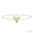 1 20 ctw Petite Bumble Bee Round Cut Diamond Fashion Bracelet in 10K Yellow Gold Hot on Sale