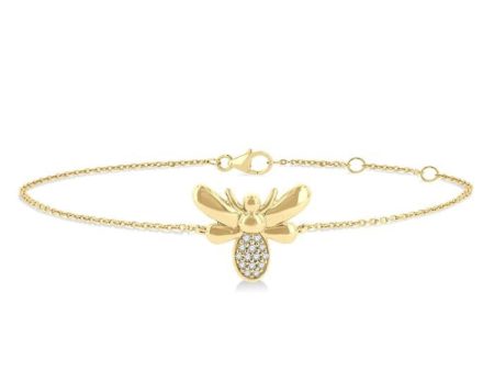 1 20 ctw Petite Bumble Bee Round Cut Diamond Fashion Bracelet in 10K Yellow Gold Hot on Sale