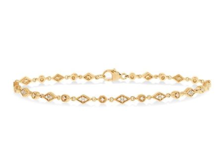 1 4 ctw Art Deco Kite Round Cut Diamond Fashion Tennis Bracelet in 10K Yellow Gold For Discount