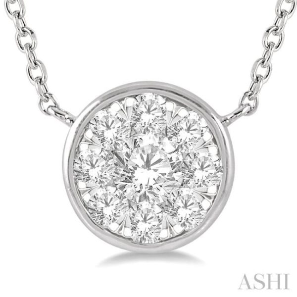 1 3 Ctw Round Shape Lovebright Diamond Necklace in 14K White Gold Fashion