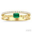 4X3MM Emerald and 1 5 ctw Single Cut Diamond Precious Split Twin Ring in 10K Yellow Gold Discount