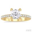 1 2 ctw Cushion Shape Round Cut Diamond Semi-Mount Engagement Ring in 14K Yellow Gold Fashion