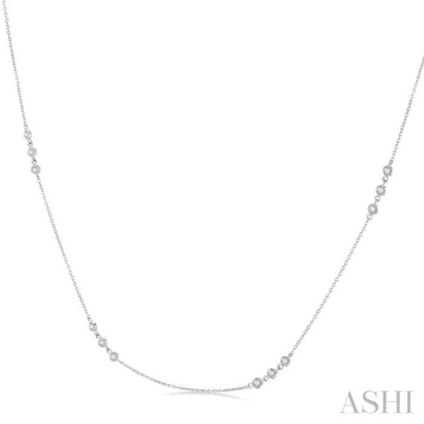 1 2 Ctw Round Cut Diamond Station Necklace in 14K White Gold Discount