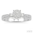 1 3 Ctw Round Cut Diamond Lovebright Engagement Ring in 14K White Gold Fashion