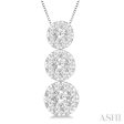 1 4 ctw Lovebright 3 stone Essential Round Cut Diamond Pendant with Chain in 14K White Gold Online