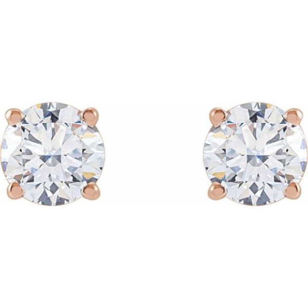 14K Rose 1 1 4 CTW Lab-Grown Diamond Stud Earrings For Sale