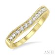 1 4 Ctw Curved Center Milgrain Border Round Cut Diamond Wedding Band in 14K Yellow Gold Supply