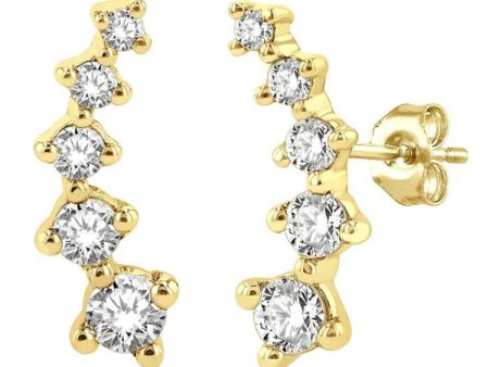 1 4 Ctw Round Cut Diamond Petite Fashion Climbers in 14K Yellow Gold Fashion