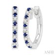 1 10 ctw Petite 1.35 MM Sapphire and Round Cut Diamond Precious Fashion Huggies in 10K White Gold Supply