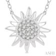 1 10 Ctw Sun Petite Round Cut Diamond Fashion Pendant With Chain in 10K White Gold Cheap