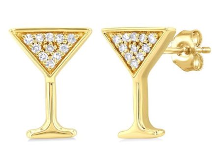 1 10 ctw Petite Martini Glass Round Cut Diamond Fashion Stud Earring in 10K Yellow Gold Online Sale