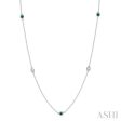 3 8 ctw Round Cut Diamond and 2.6MM Emerald Precious Station Necklace in 14K White Gold on Sale