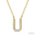 1 20 Ctw Initial  U  Round Cut Diamond Pendant With Chain in 14K Yellow Gold Sale