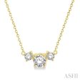 1 2 Ctw Three Stone Round Cut Diamond Necklace in 14K Yellow Gold Online Hot Sale