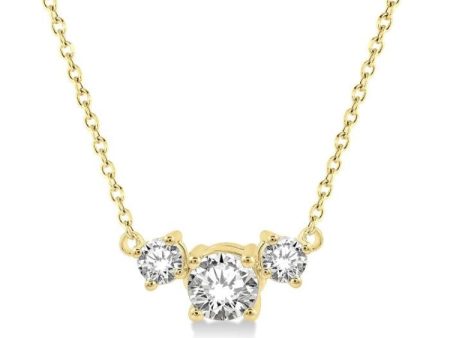 1 2 Ctw Three Stone Round Cut Diamond Necklace in 14K Yellow Gold Online Hot Sale