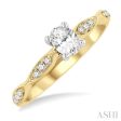 1 2 ctw Round & Oval Cut Diamond Engagement Ring With 1 3 ctw Oval Cut Center Stone in 14K Yellow and White Gold Sale