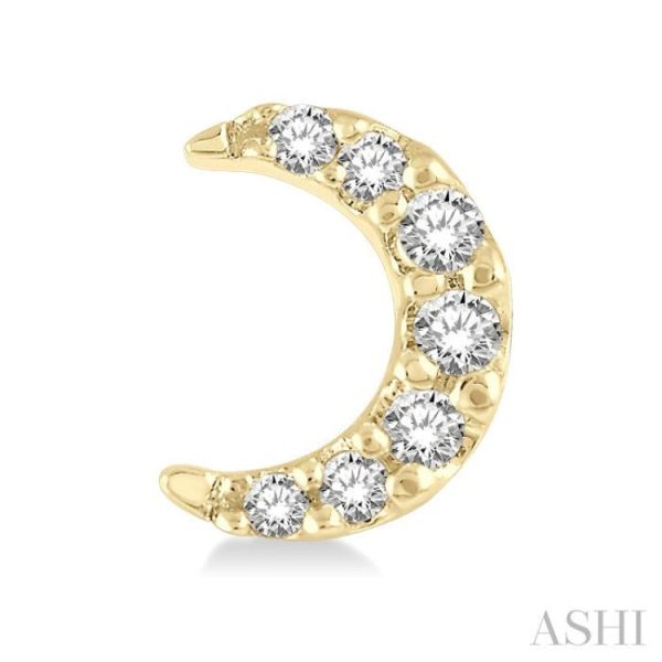 1 10 Ctw Crescent Moon Round Cut Diamond Petite Fashion Earring in 10K Yellow Gold on Sale