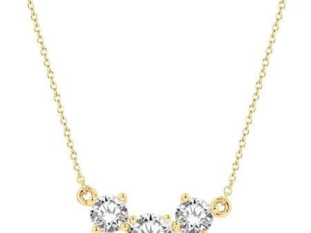 1 1 2 Ctw Three Stone Round Cut Diamond Necklace in 14K Yellow Gold Fashion