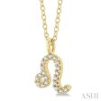 1 10 Ctw Leo Round Cut Diamond Zodiac Pendant With Chain in 14K Yellow Gold Sale