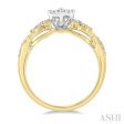 1 2 ctw Pear Shape Center Crisscross Carved Shank Lovebright Round Cut Diamond Engagement Ring in 14K Yellow and White gold Online