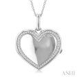 1 10 Ctw Heart Shape Round Cut Diamond Keepsake Locket Pendant With Chain in Sterling Silver For Sale