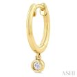 1 10 ctw Petite Bezel Drop Round Cut Diamond Fashion Huggies in 10K Yellow Gold Cheap