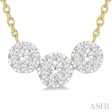 1 2 Ctw 3-Stone Lovebright Round Cut Diamond Necklace in 14K Yellow and White Gold For Discount