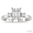 1 2 ctw Fusion Baguette and Round Cut Diamond Engagement Ring in 14K White Gold Discount