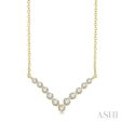 1 4 Ctw Chevron Round Cut Diamond Necklace in 14K Yellow Gold on Sale