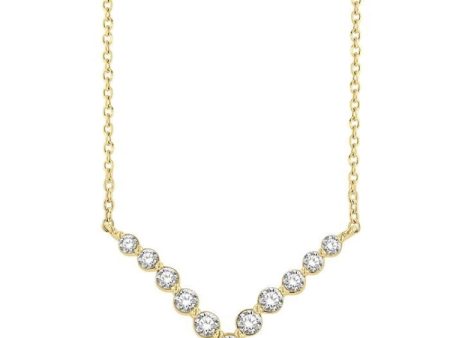 1 4 Ctw Chevron Round Cut Diamond Necklace in 14K Yellow Gold on Sale