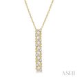 1 2 Ctw Zigzag Baguette and Round Cut Diamond Bar Pendant With Chain in 14K Yellow Gold Online Hot Sale