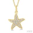 1 10 Ctw Starfish Petite Round Cut Diamond Fashion Pendant With Chain in 10K Yellow Gold Hot on Sale