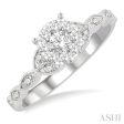 1 3 ctw Marquise Shank Circular Lovebright Round Cut Diamond Engagement Ring in 14K White Gold Cheap