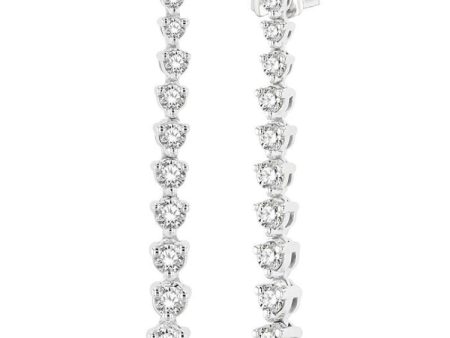 1 2 Ctw Round Cut Diamond Riviera Drop Earring in 14K White Gold For Cheap