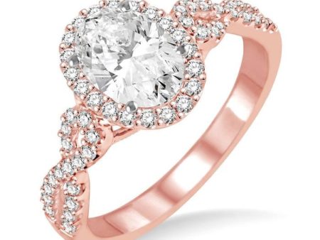 1 2 Ctw Oval Cut Diamond Ladies Engagement Ring with 1 3 Ct Oval Cut Center Stone in 14K Rose and White Gold For Discount