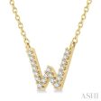 1 20 Ctw Initial  W  Round Cut Diamond Pendant With Chain in 14K Yellow Gold Discount