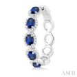 1 2 ctw Oval Cut 4X3 MM Sapphire and Round Cut Diamond Halo Precious Hoop Earring in 14K White Gold Sale