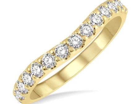 1 2 Ctw Arched Center Round Cut Diamond Wedding Band in 14K Yellow Gold Online