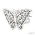 1 10 ctw Petite Butterfly Round Cut Diamond Fashion Stud Earring in 10K White Gold Sale